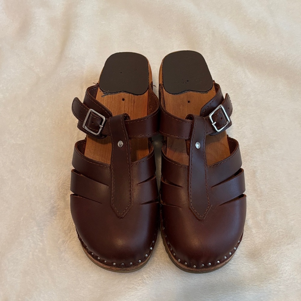 Troentorp Brown Leather Clogs sz  38